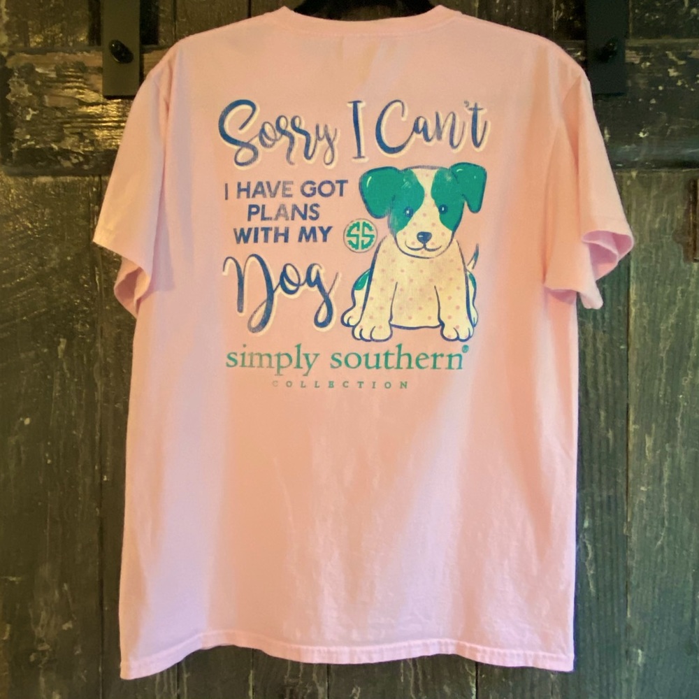 Simply Southern - Pink Doggie Motif T-Shirt Size M